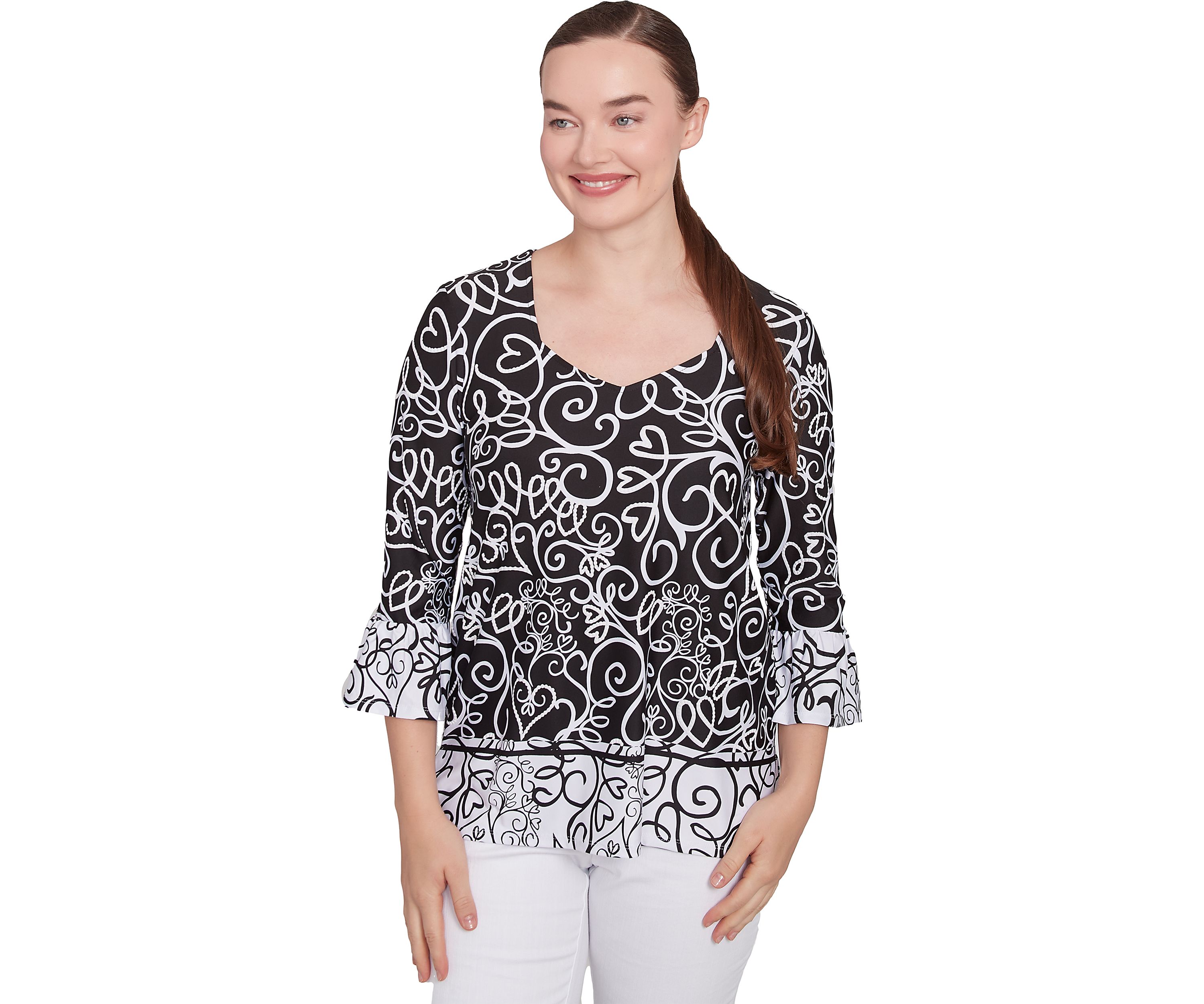 Womens Whirlwind Heart Puff Print Top