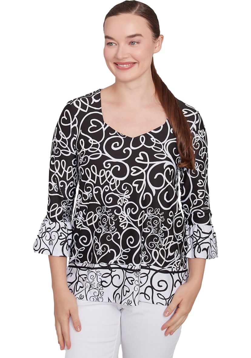Womens Whirlwind Heart Puff Print Top