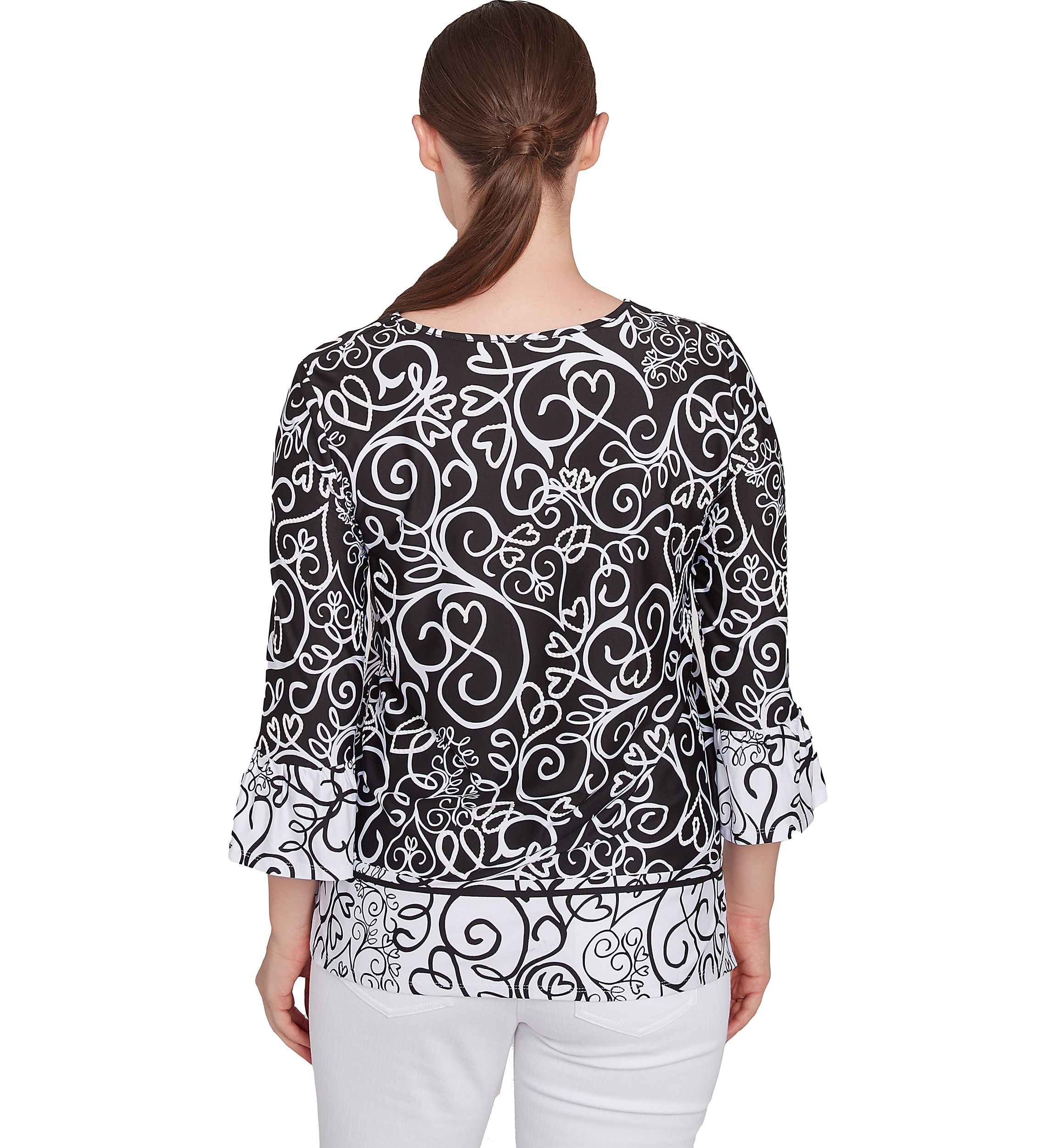 Womens Whirlwind Heart Puff Print Top