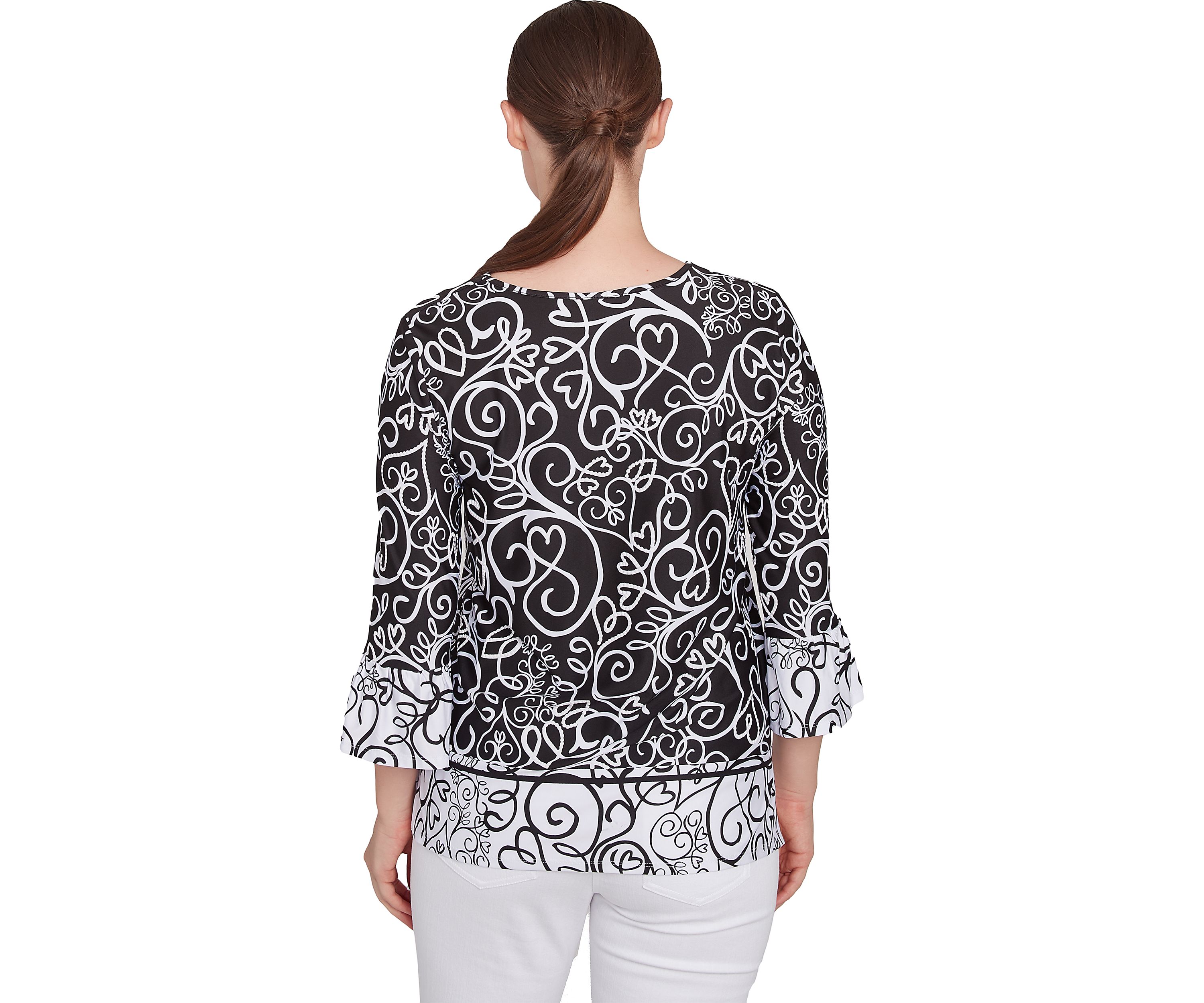 Womens Whirlwind Heart Puff Print Top