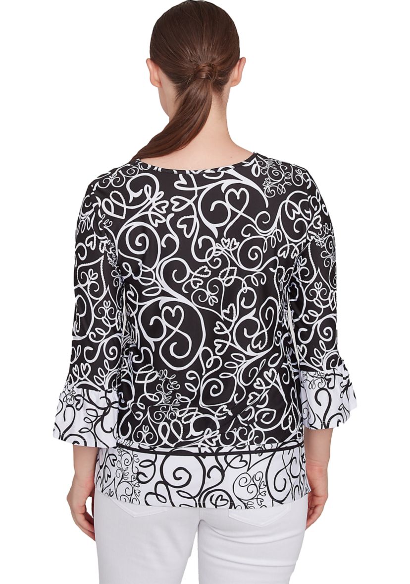 Womens Whirlwind Heart Puff Print Top
