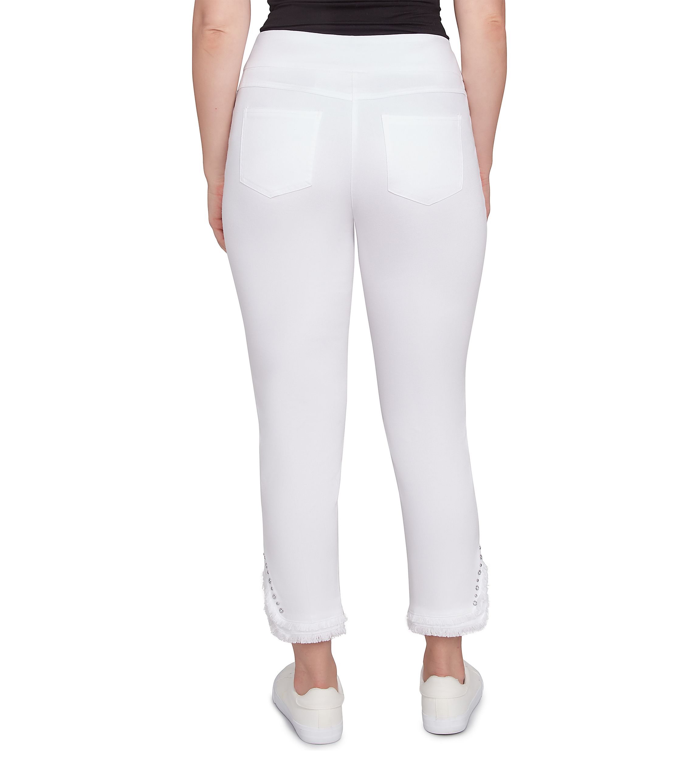 Plus Size Luxury Pull On White Denim Jeans