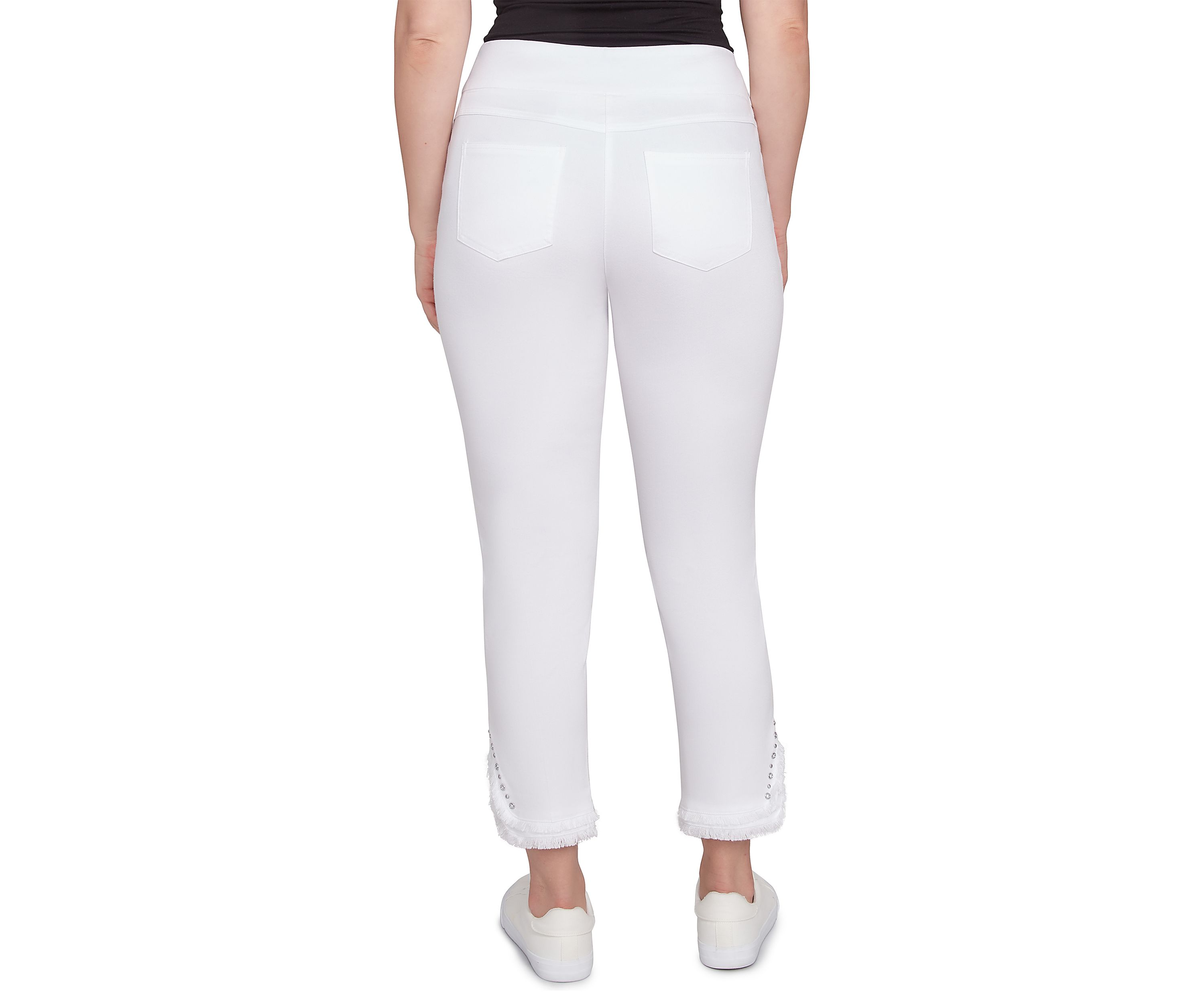 Plus Size Luxury Pull On White Denim Jeans