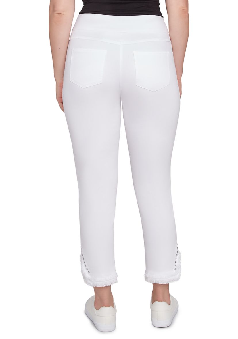 Plus Size Luxury Pull On White Denim Jeans