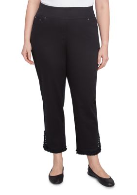 Ruby Rd Women's Plus Size Luxury Pull-On Black Denim Jeans