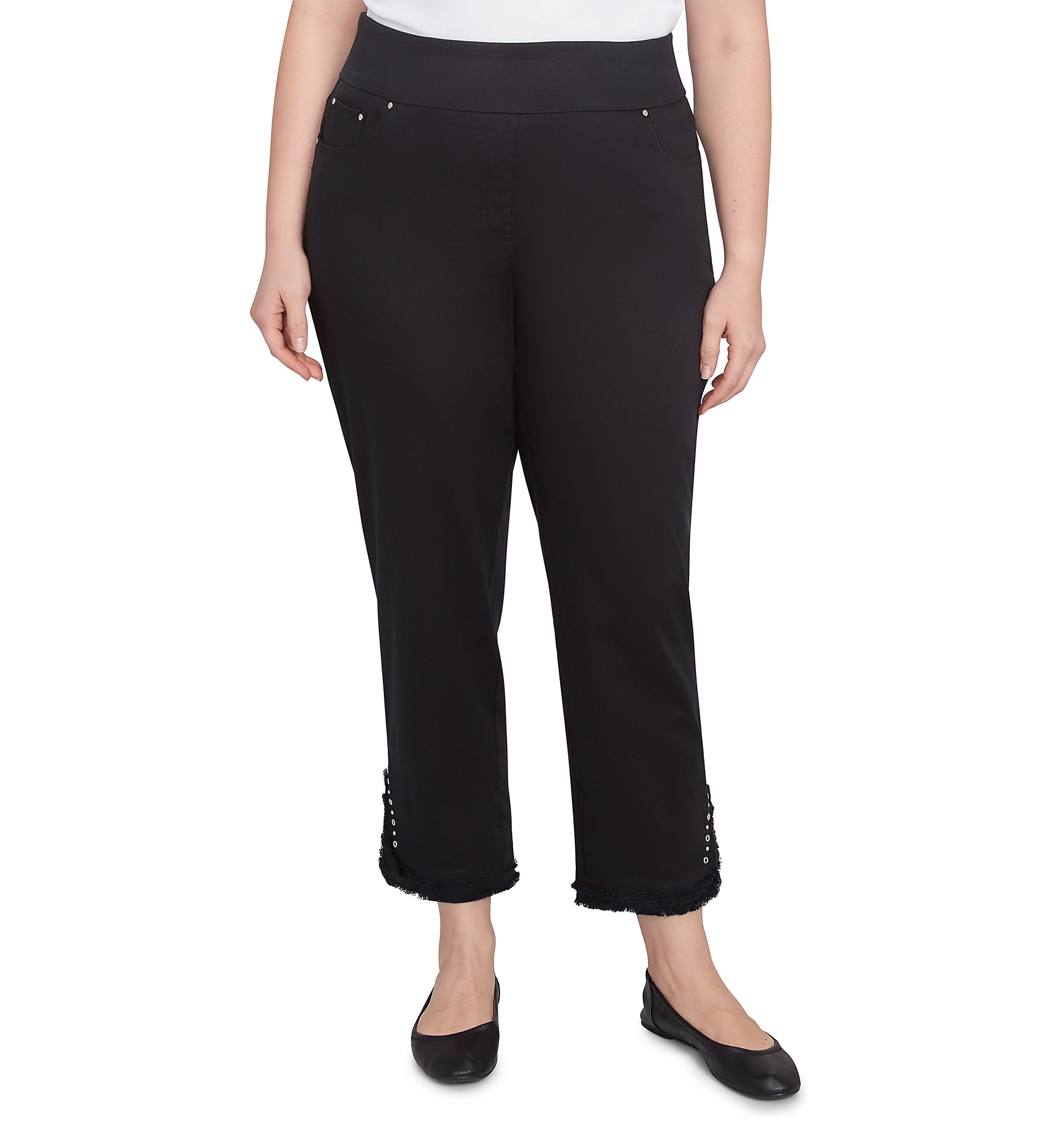 Plus Size Luxury Pull-On Black Denim Jeans