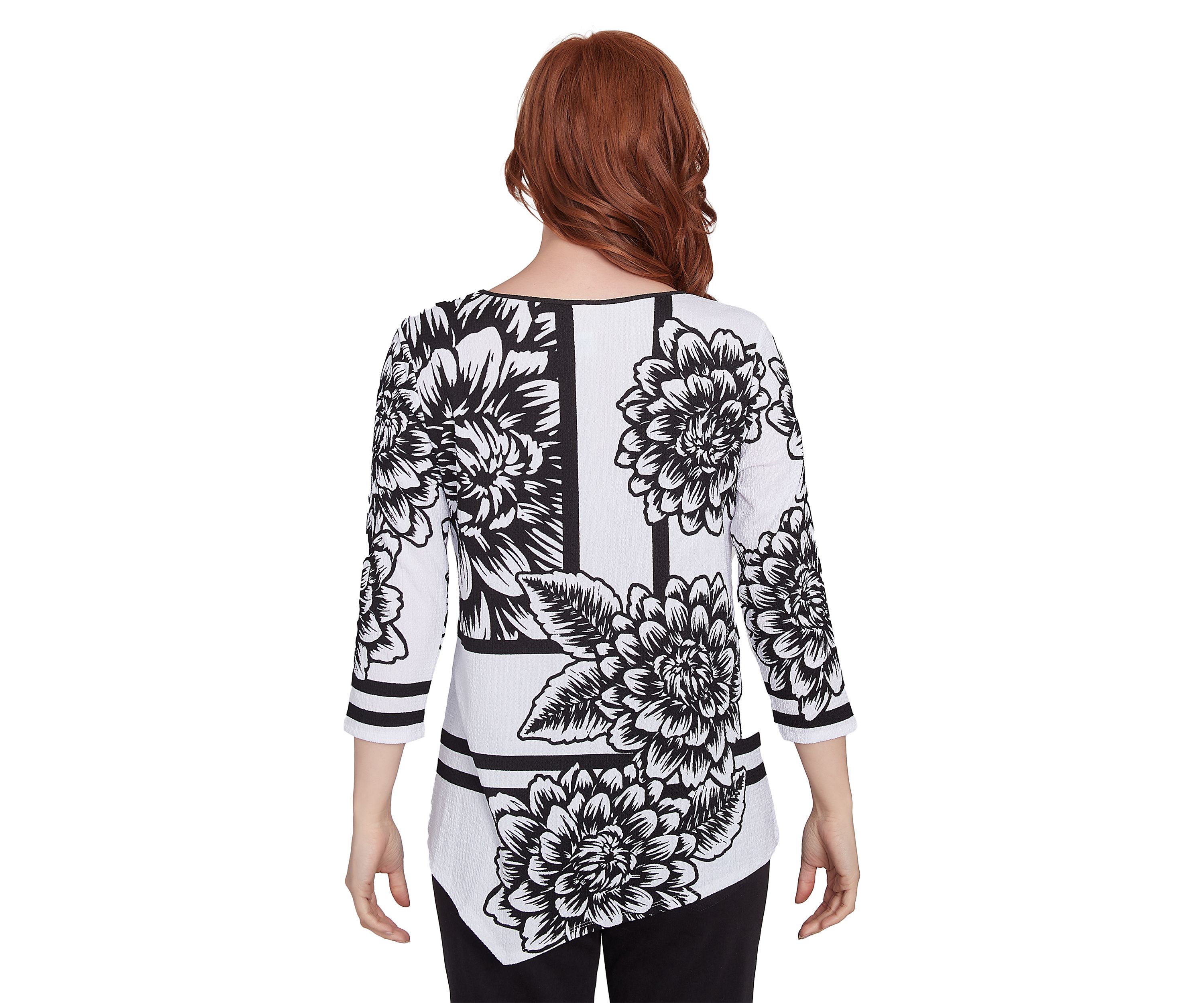 Womens Spliced Floral Abstract Top