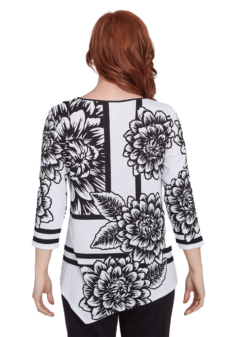 Womens Spliced Floral Abstract Top