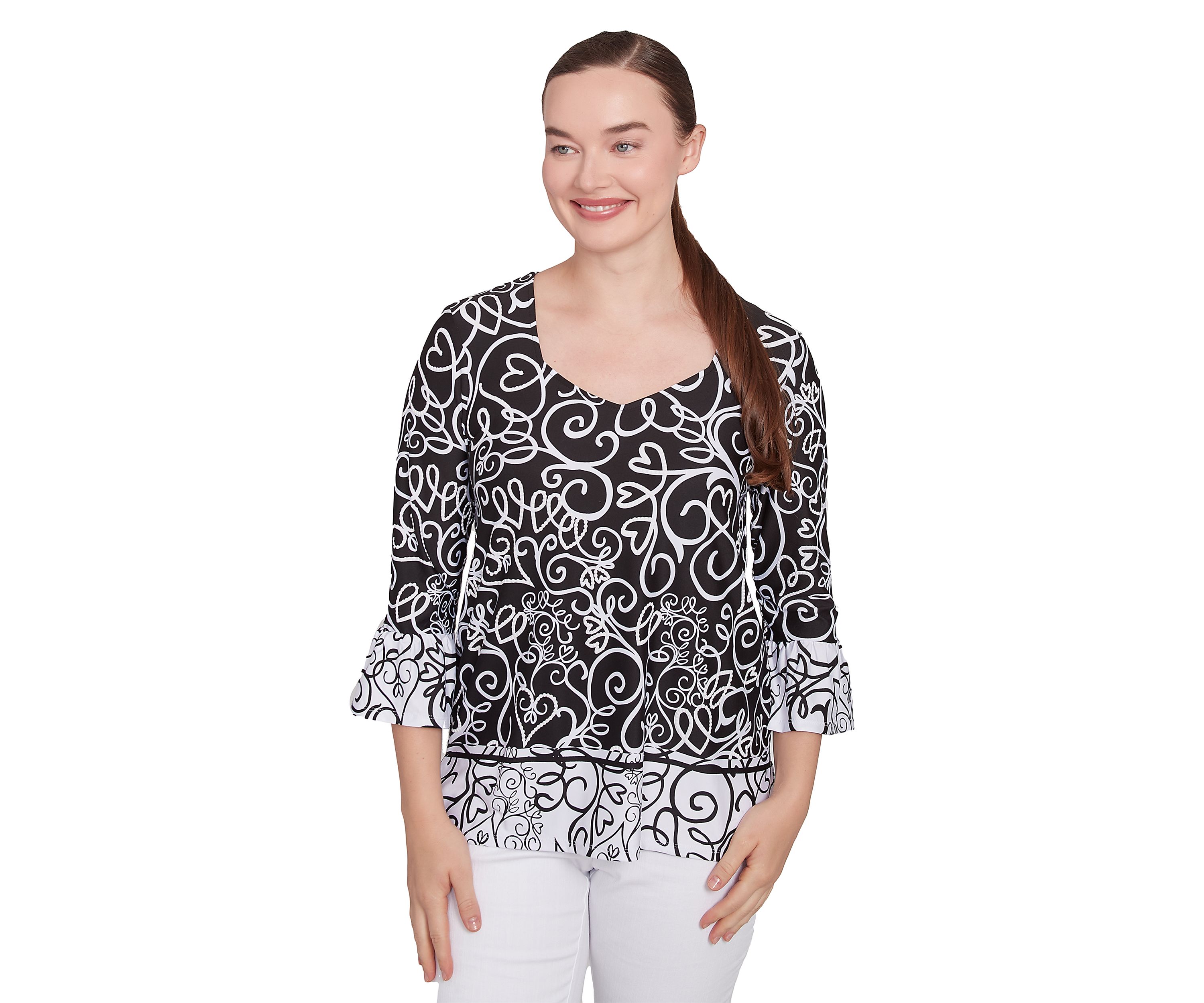 Plus Size Whirlwind Heart Puff Print Top