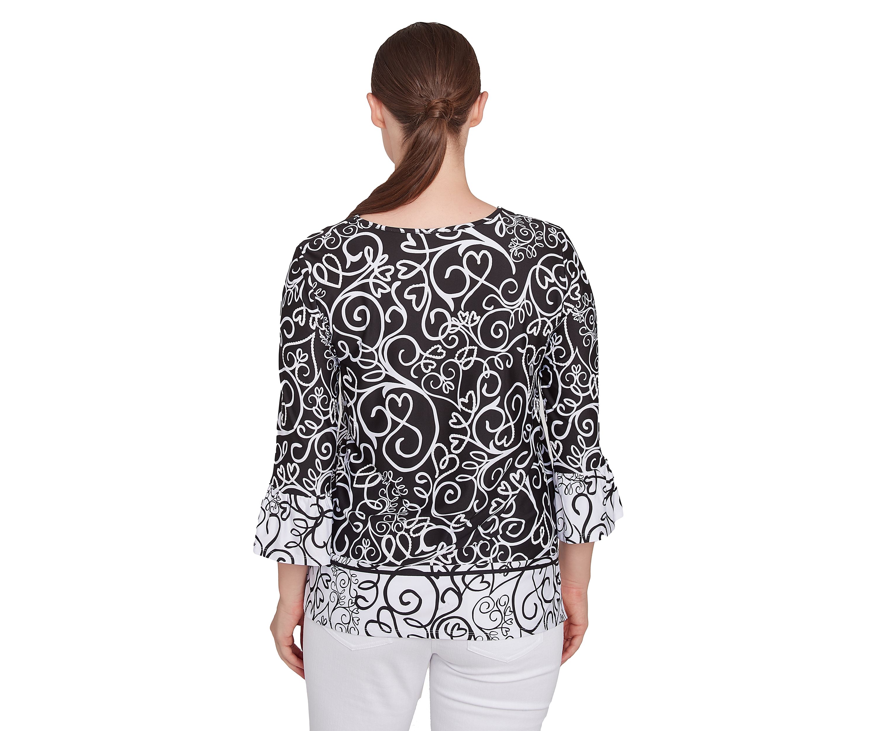 Plus Size Whirlwind Heart Puff Print Top