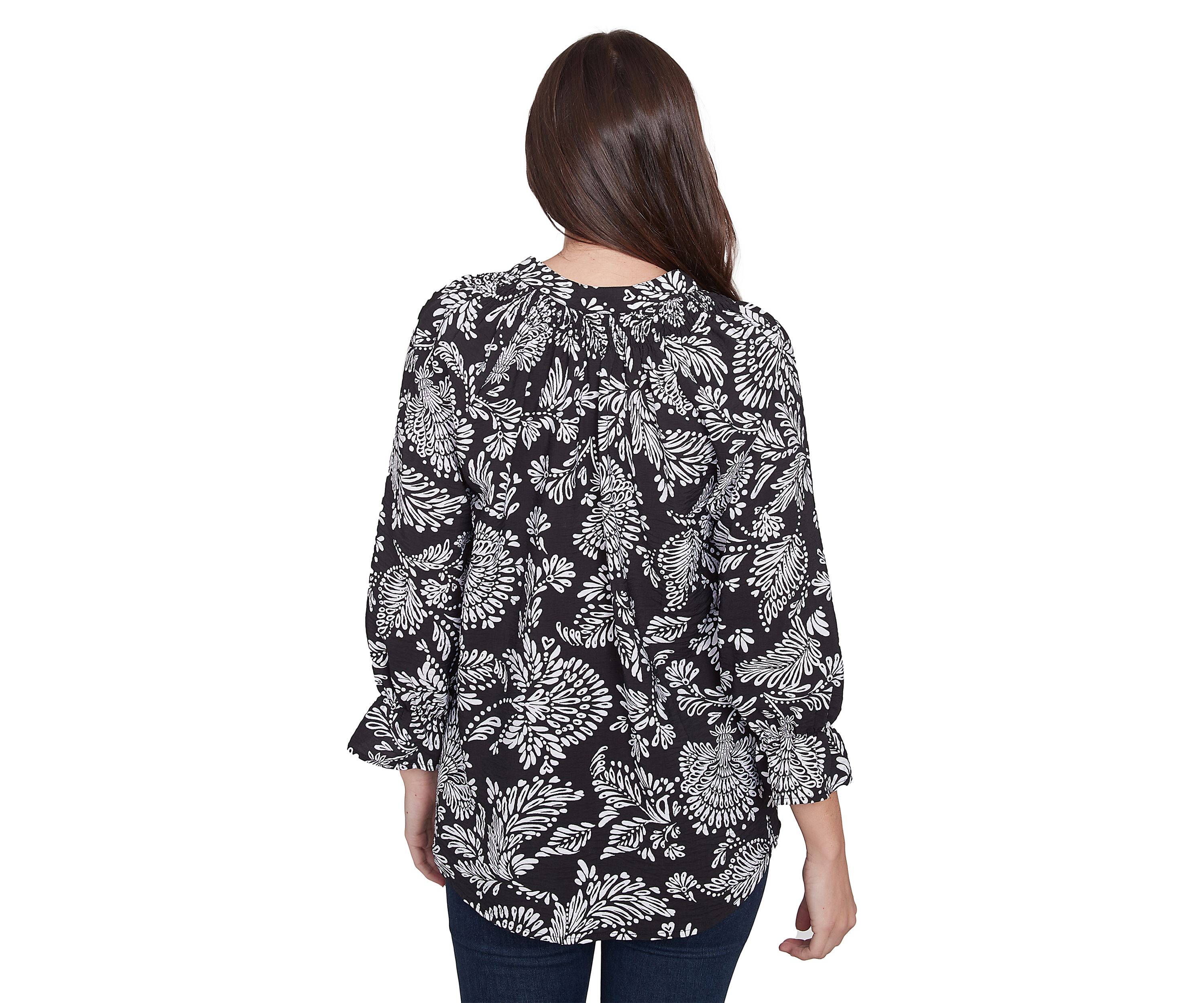 Petite Monotone Floral V-Neck Top