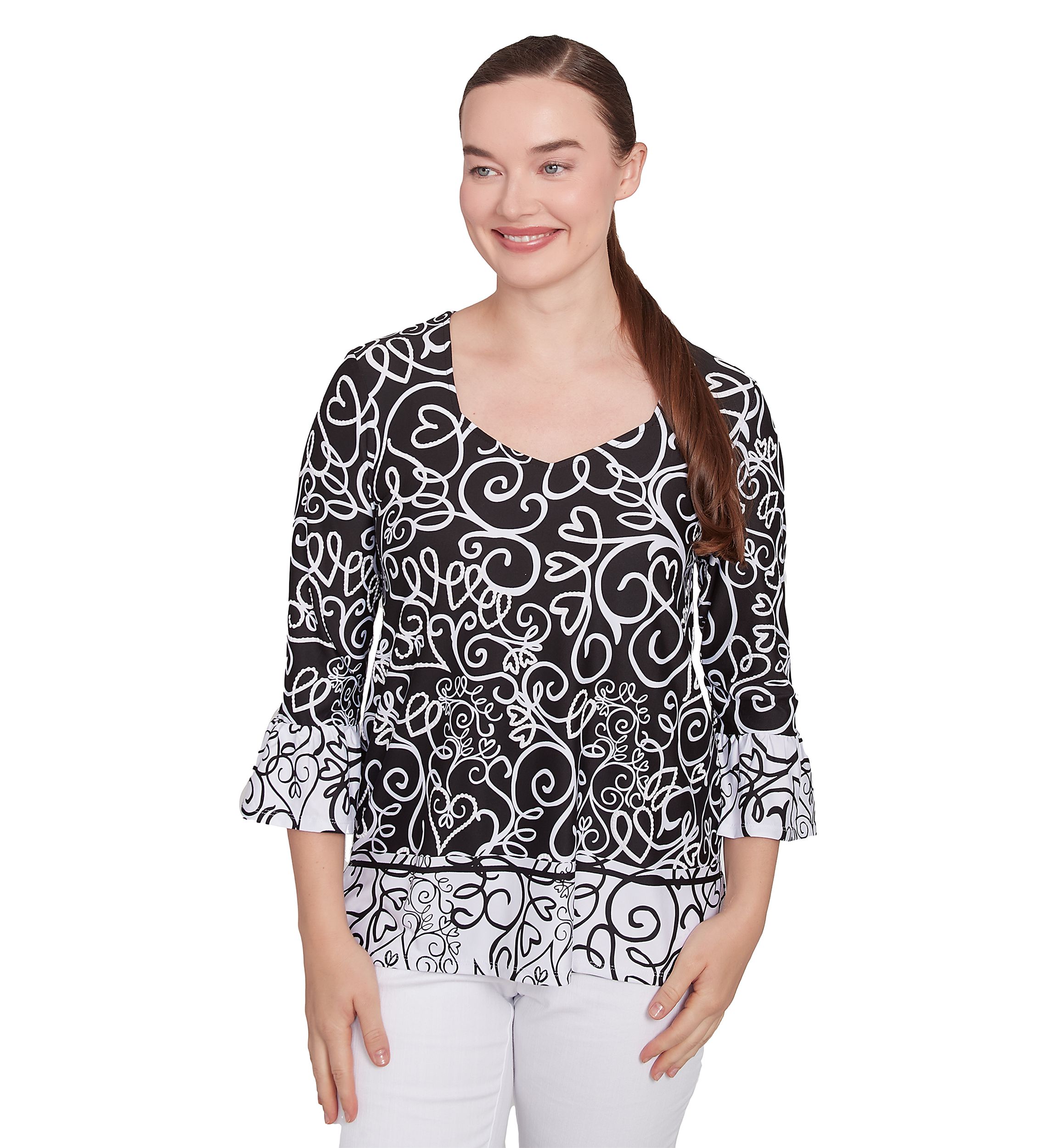 Petite Whirlwind Heart Puff Print Top