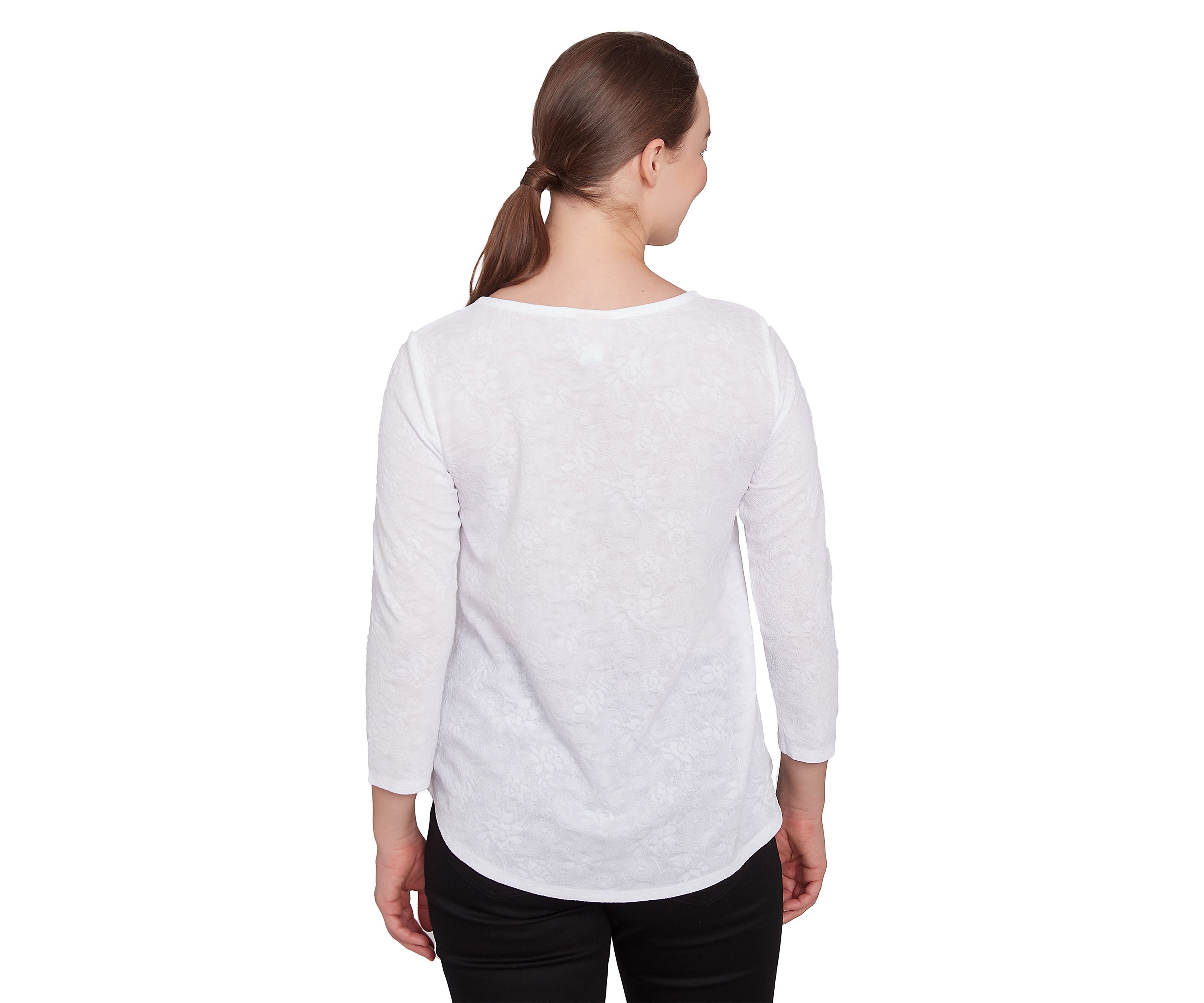 Petite Solid Paisley Floral Textured Top