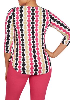 Women's Color Pop O-Ring Dotted Stripe Top