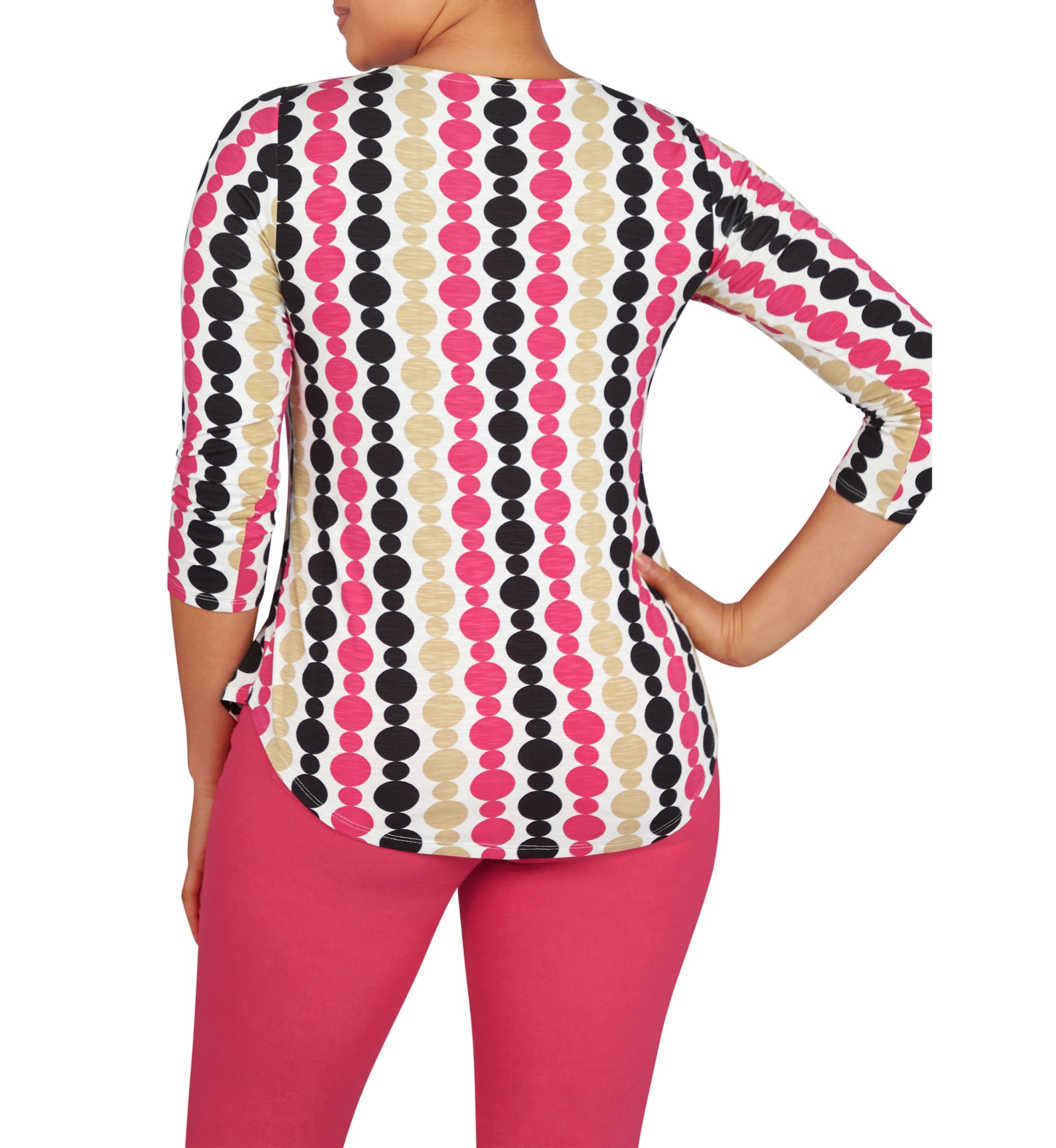 Womens Color Pop O-Ring Dotted Stripe Top