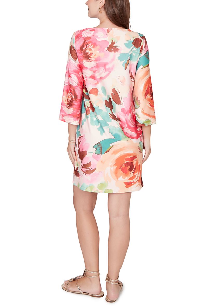 floral print knit dress A-Line Floral Jacquard Soft Knit Midi Dress