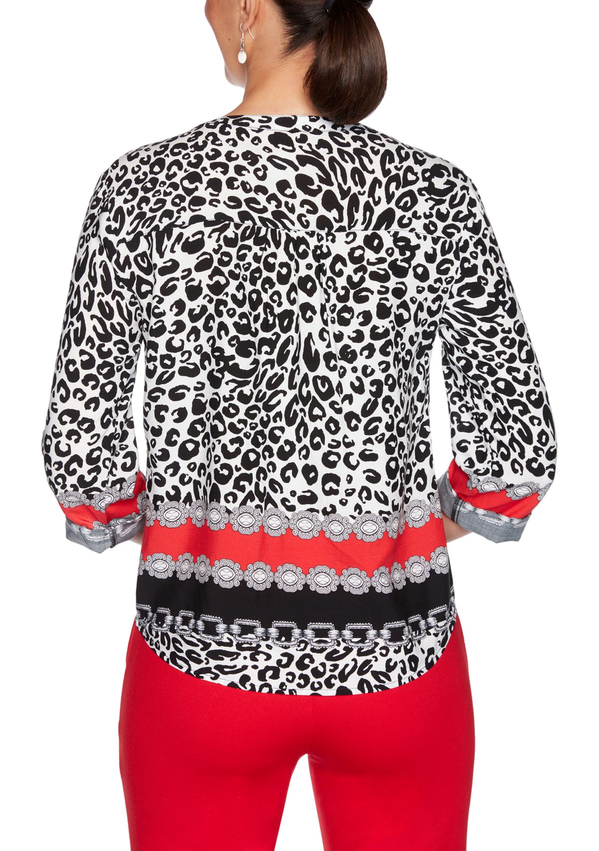 Petite Paint The Town Red Leopard Print Top 