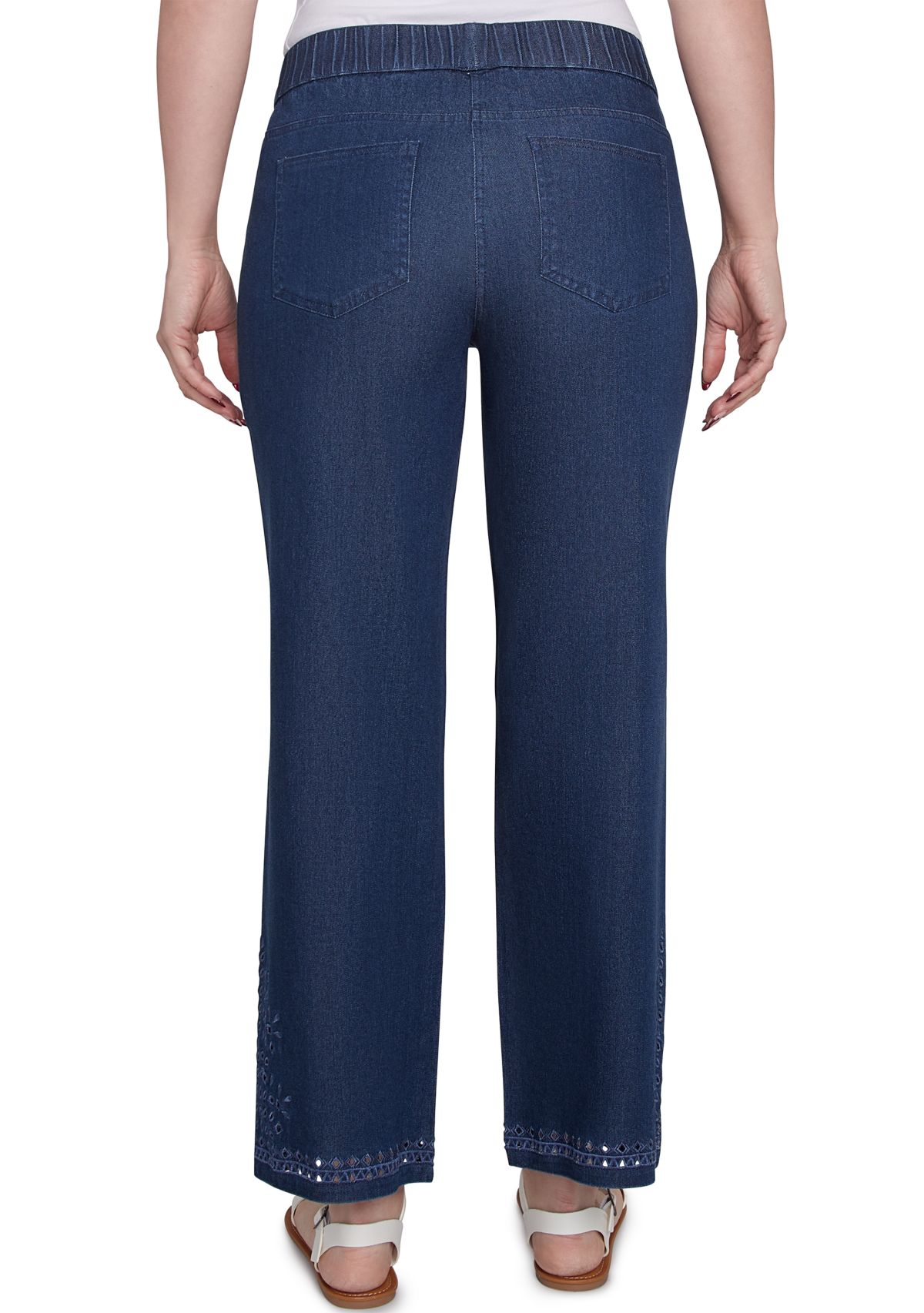 Womens Eyelet Embroidered Dark Bootcut Jeans