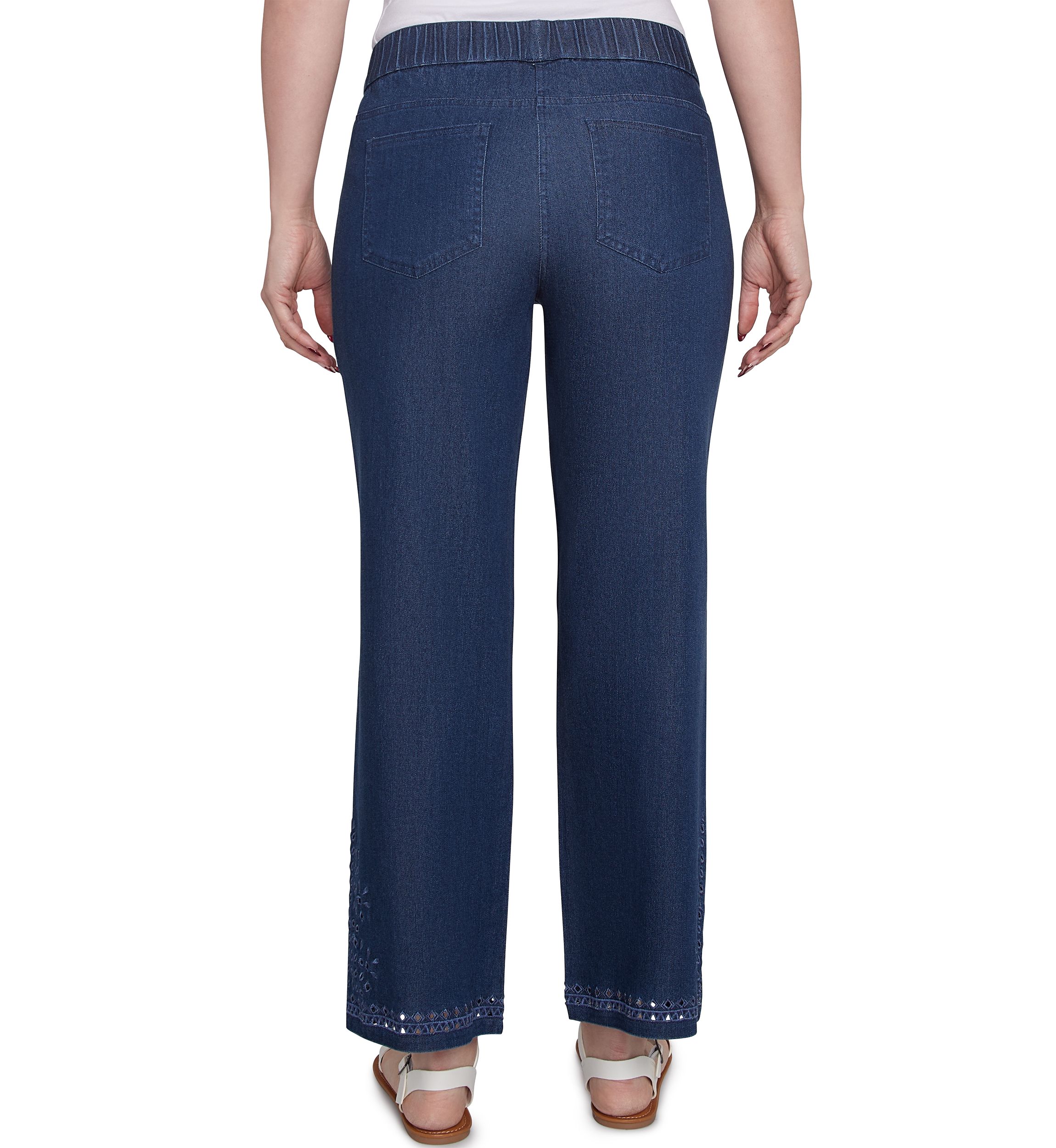 Womens Eyelet Embroidered Dark Bootcut Jeans