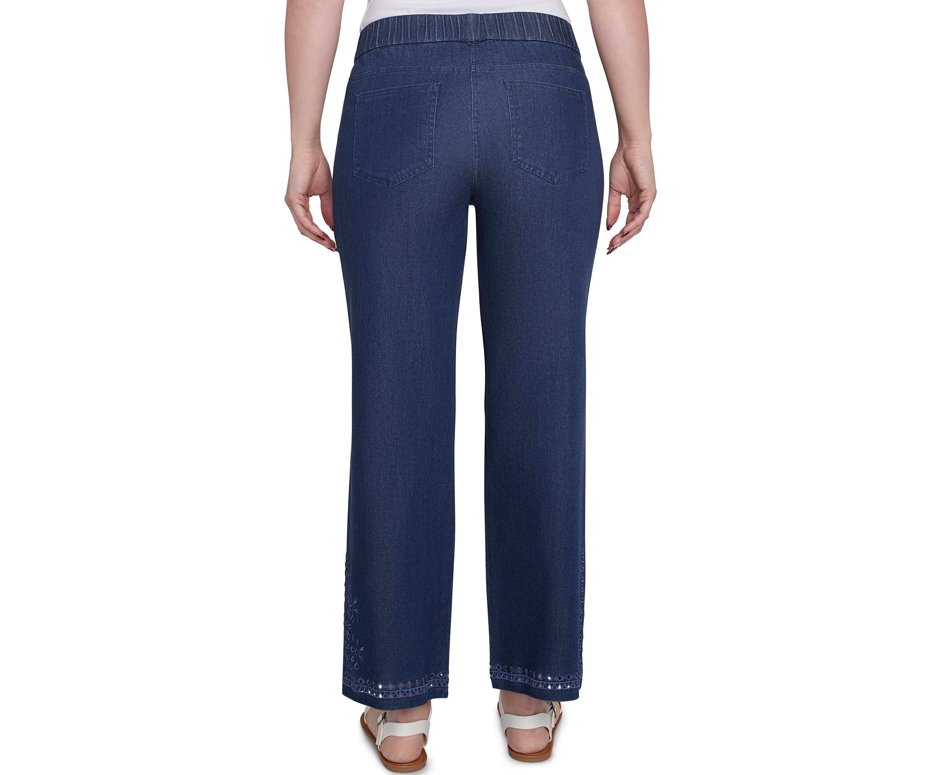 Womens Eyelet Embroidered Dark Bootcut Jeans