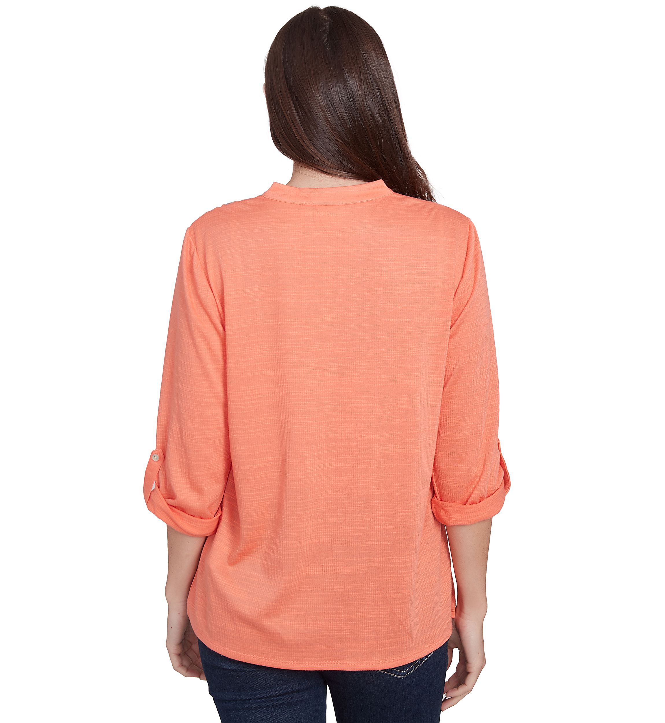 Womens Soft Relaxed Textured Trim Top
