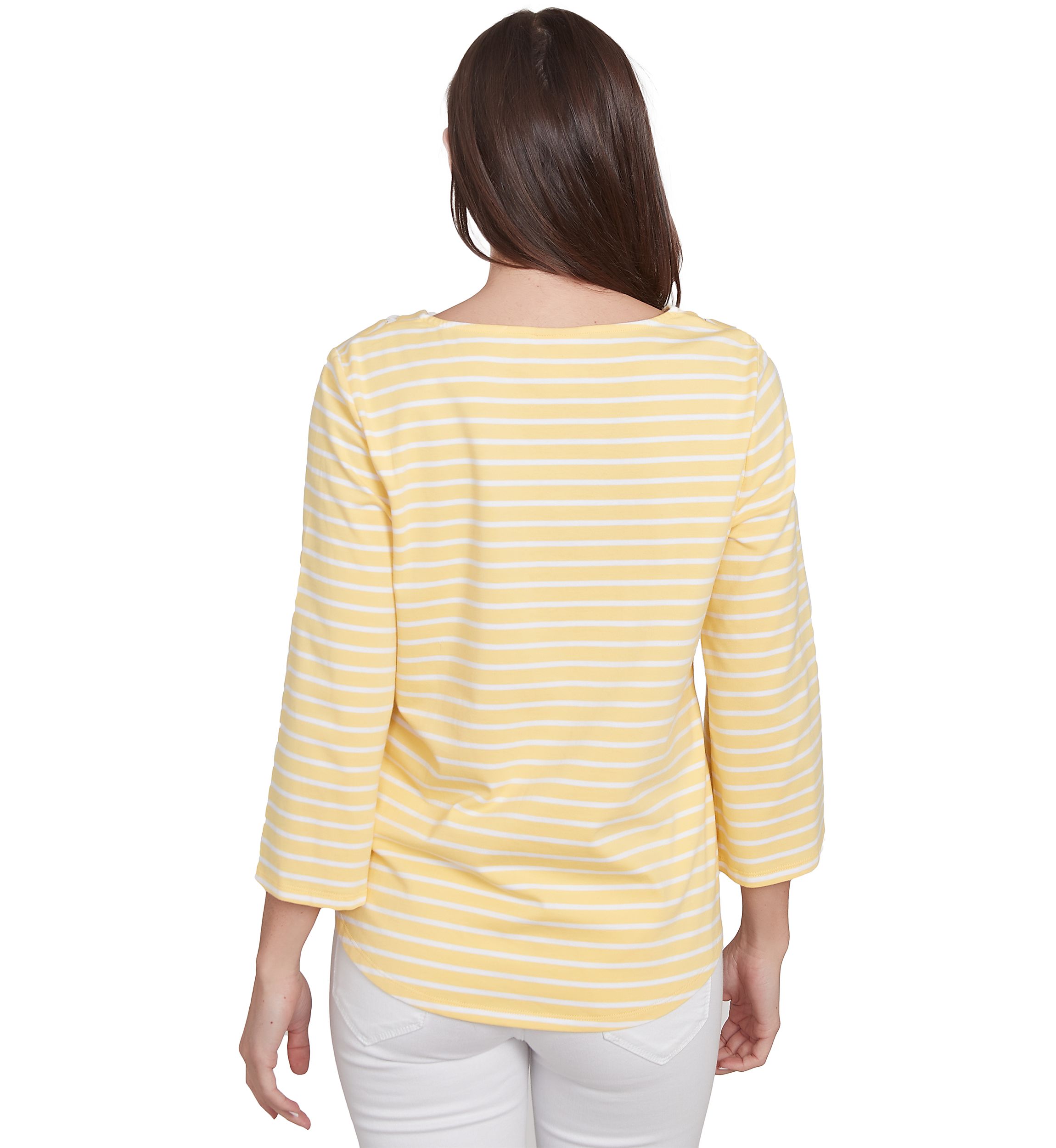 Womens Square Neck with Trim Stripe Knit Top