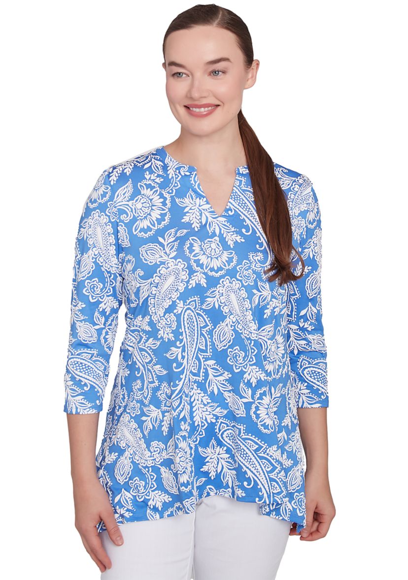 Jacobean Paisley Puff Print Top