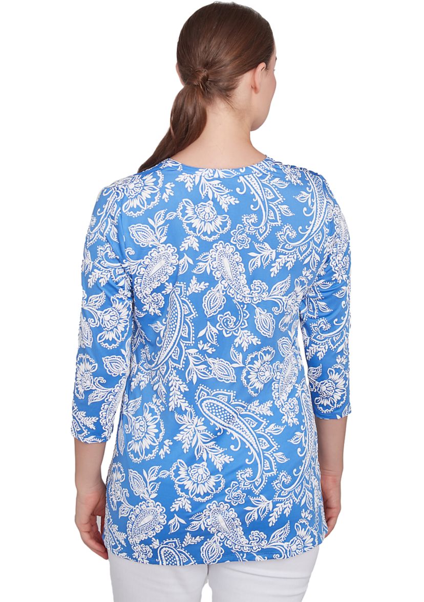 Jacobean Paisley Puff Print Top