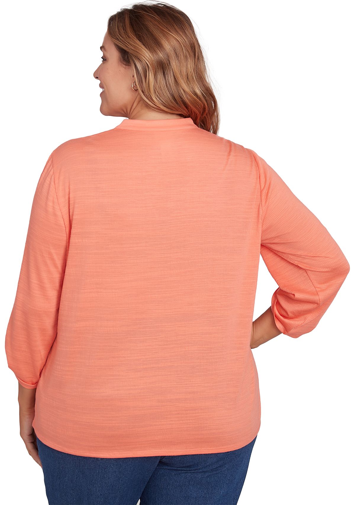 Plus Size Soft Relaxed Textured Trim Top