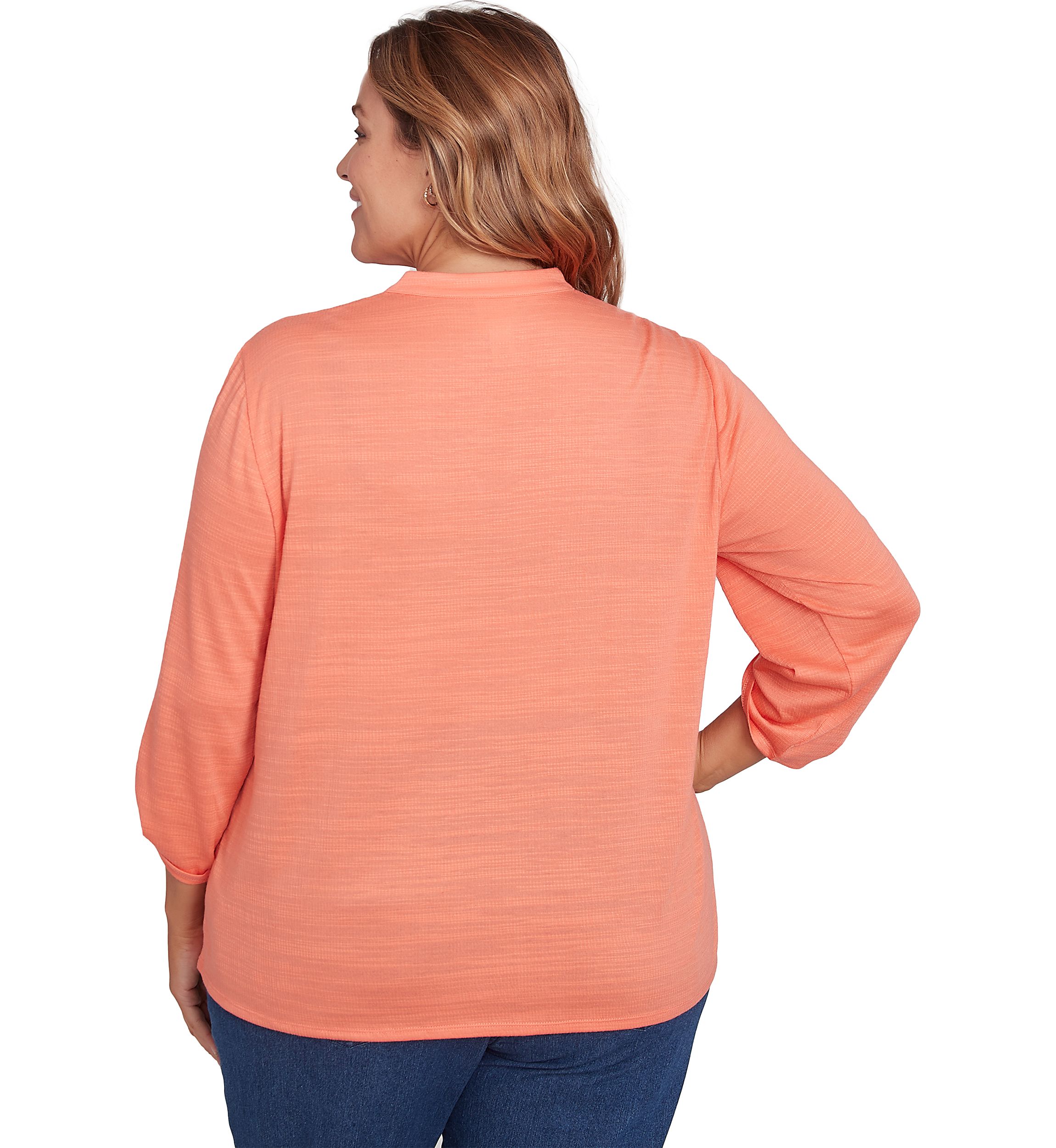 Plus Size Soft Relaxed Textured Trim Top