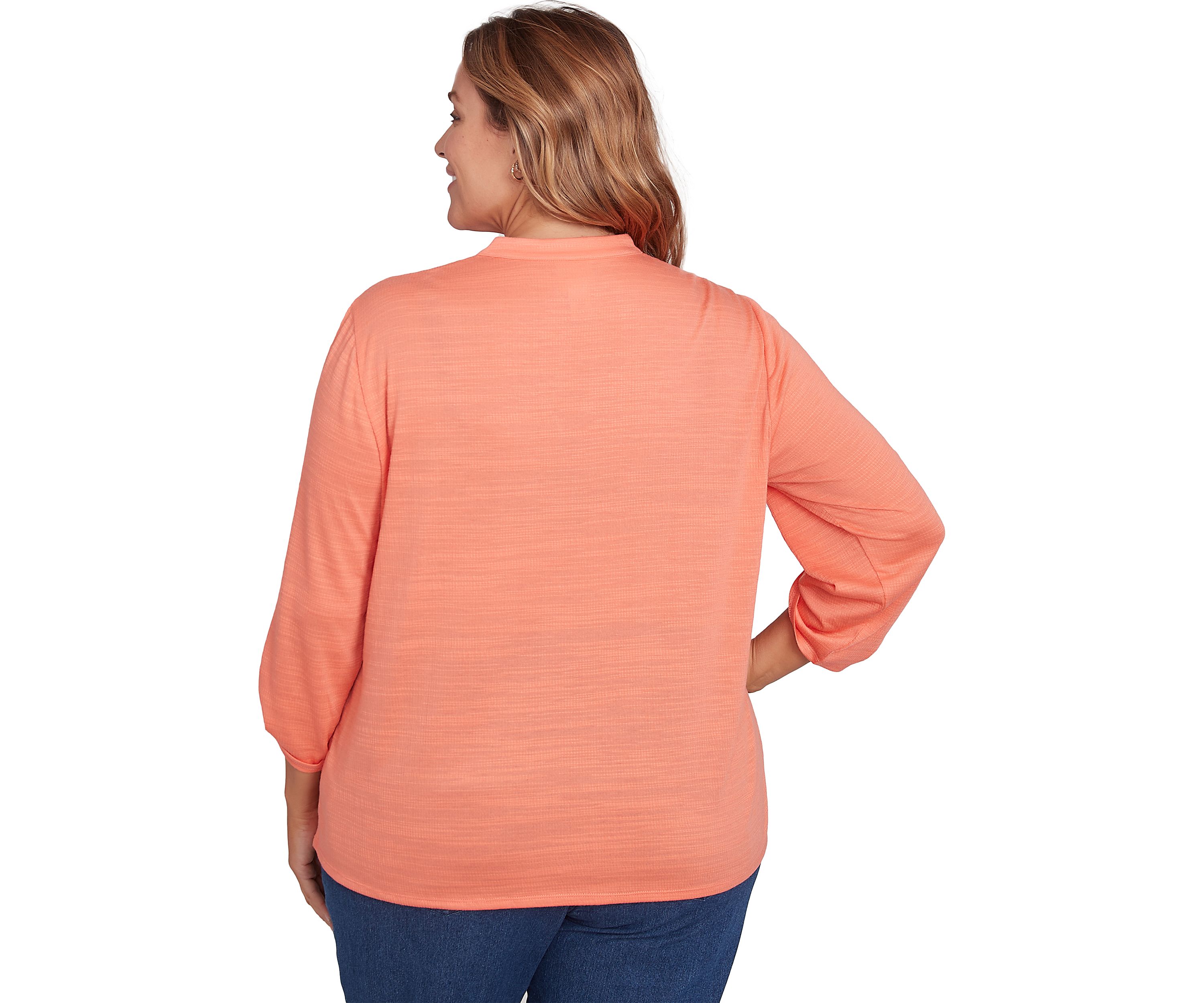 Plus Size Soft Relaxed Textured Trim Top