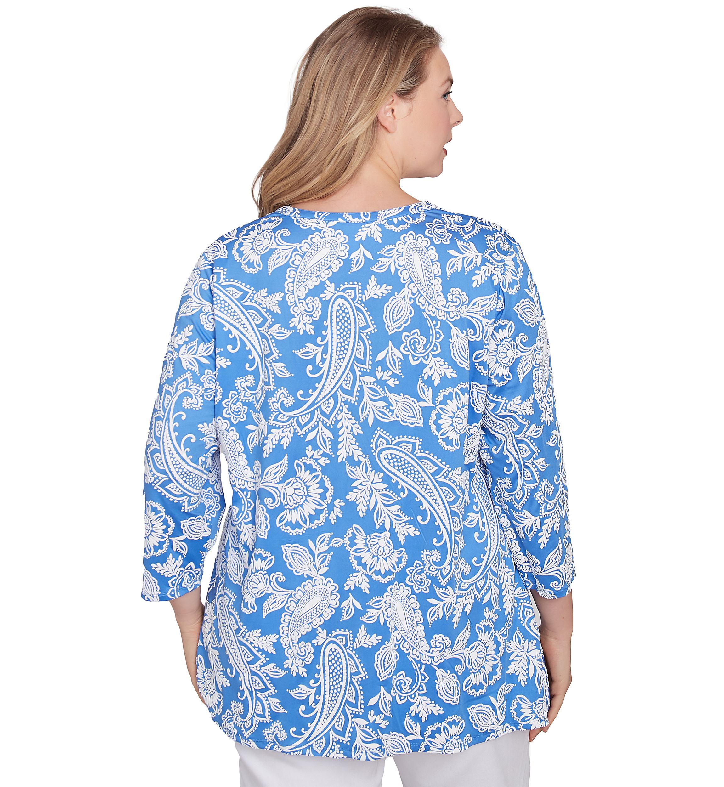 Plus Size Jacobean Paisley Puff Print Top