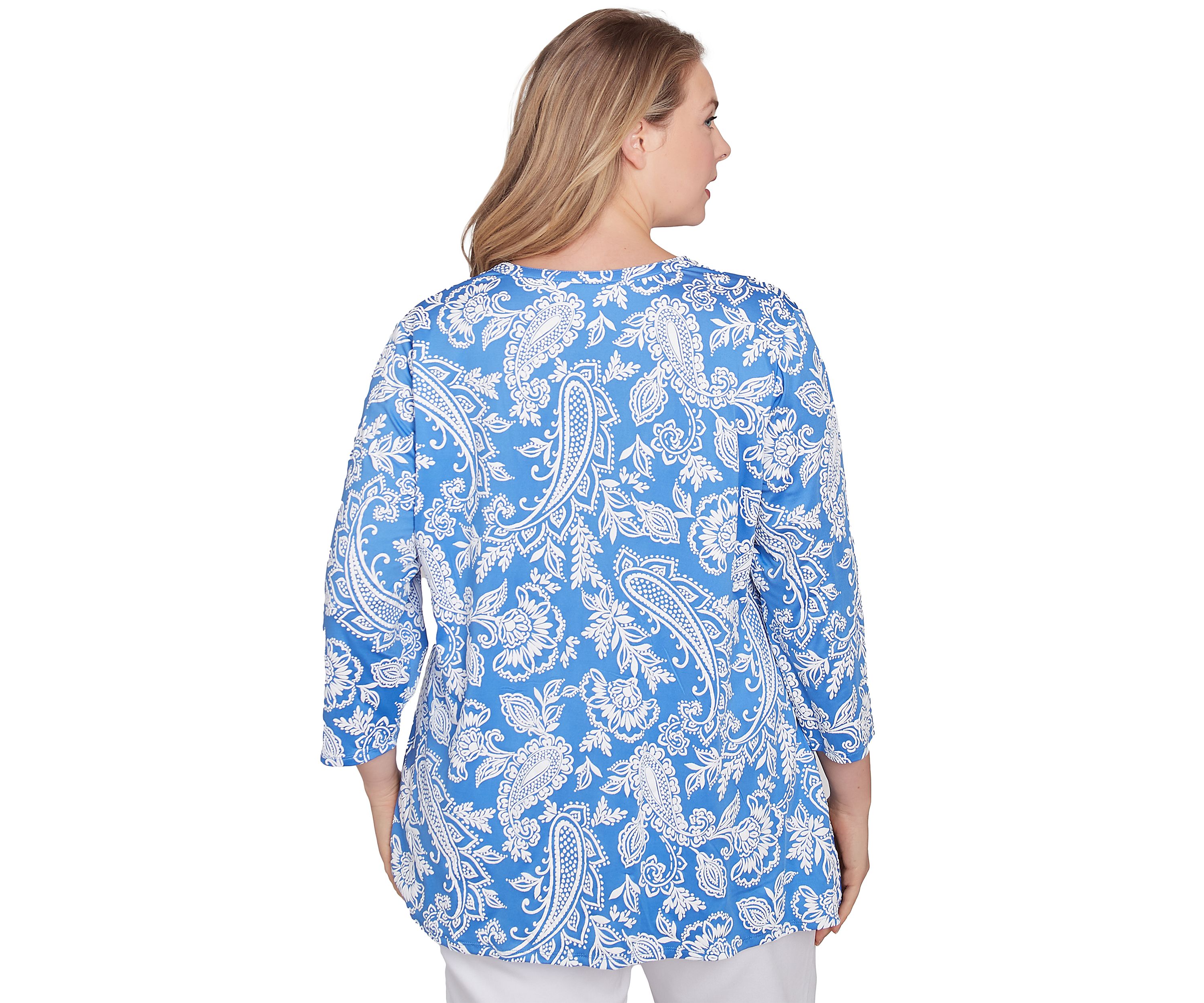 Plus Size Jacobean Paisley Puff Print Top