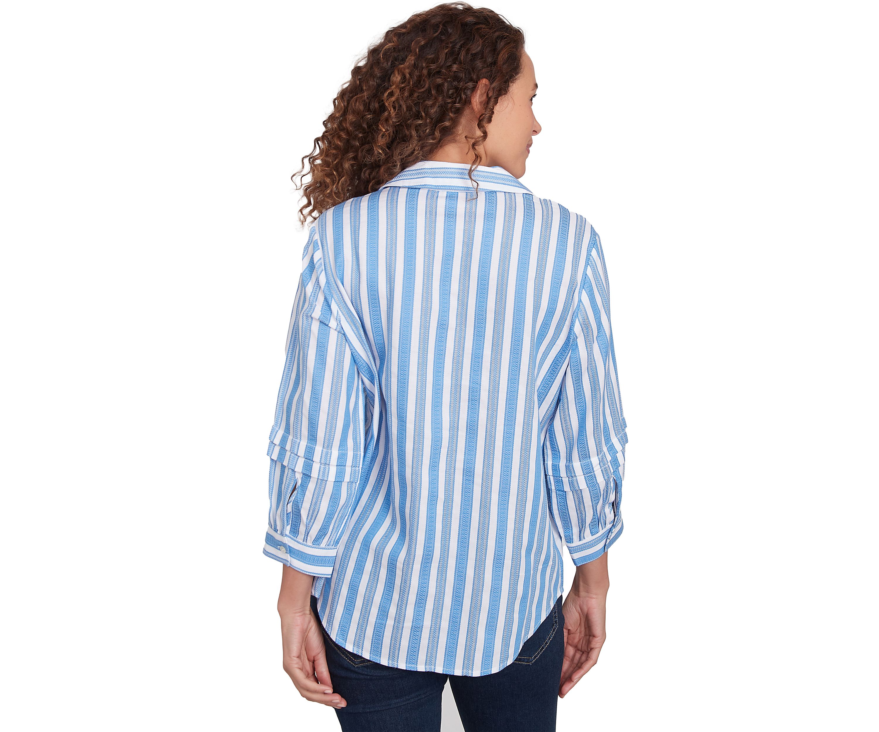 Petite Embroidered Dobby Stripe Top