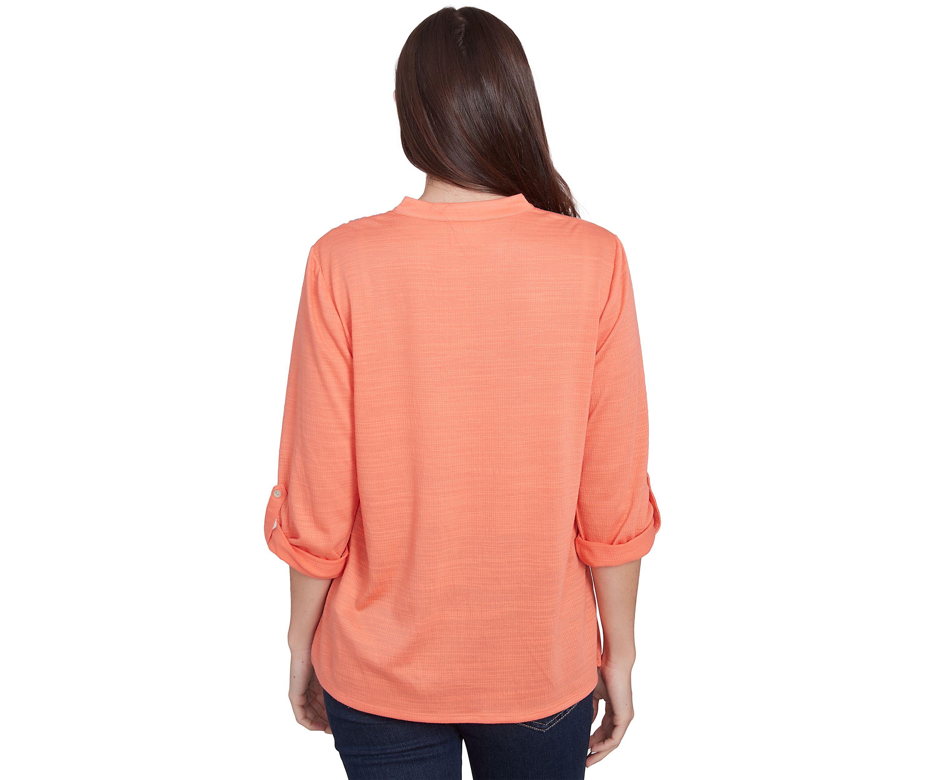 Petite Soft Relaxed Textured Trim Top