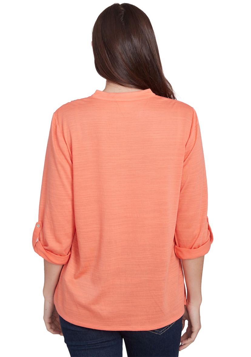 Petite Soft Relaxed Textured Trim Top
