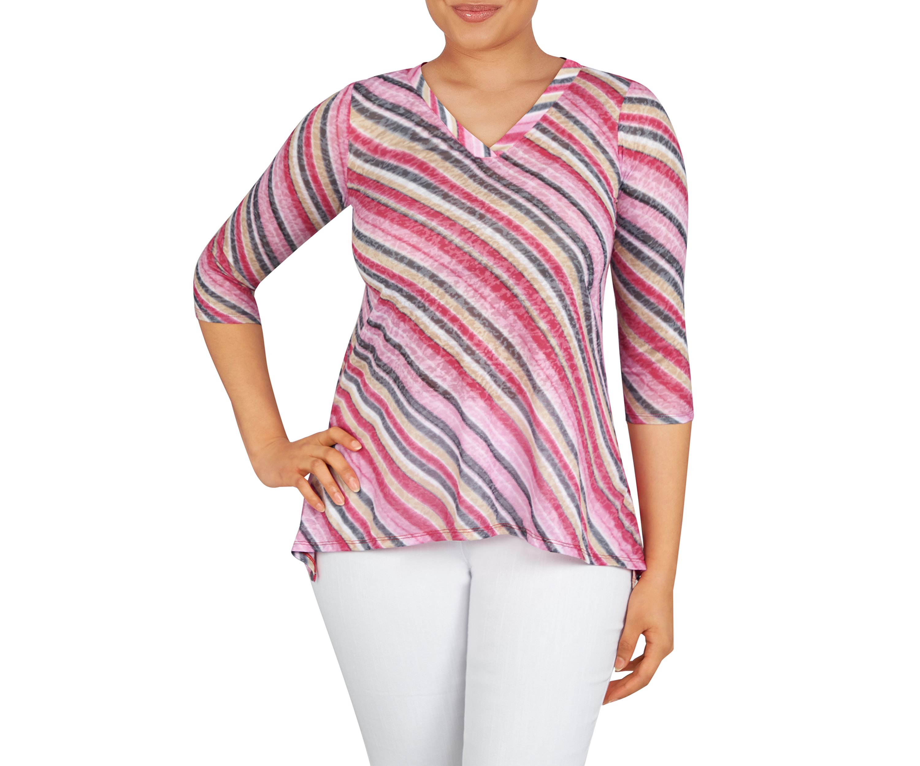 Must Haves II Diagonal Stripe V-Neck Top