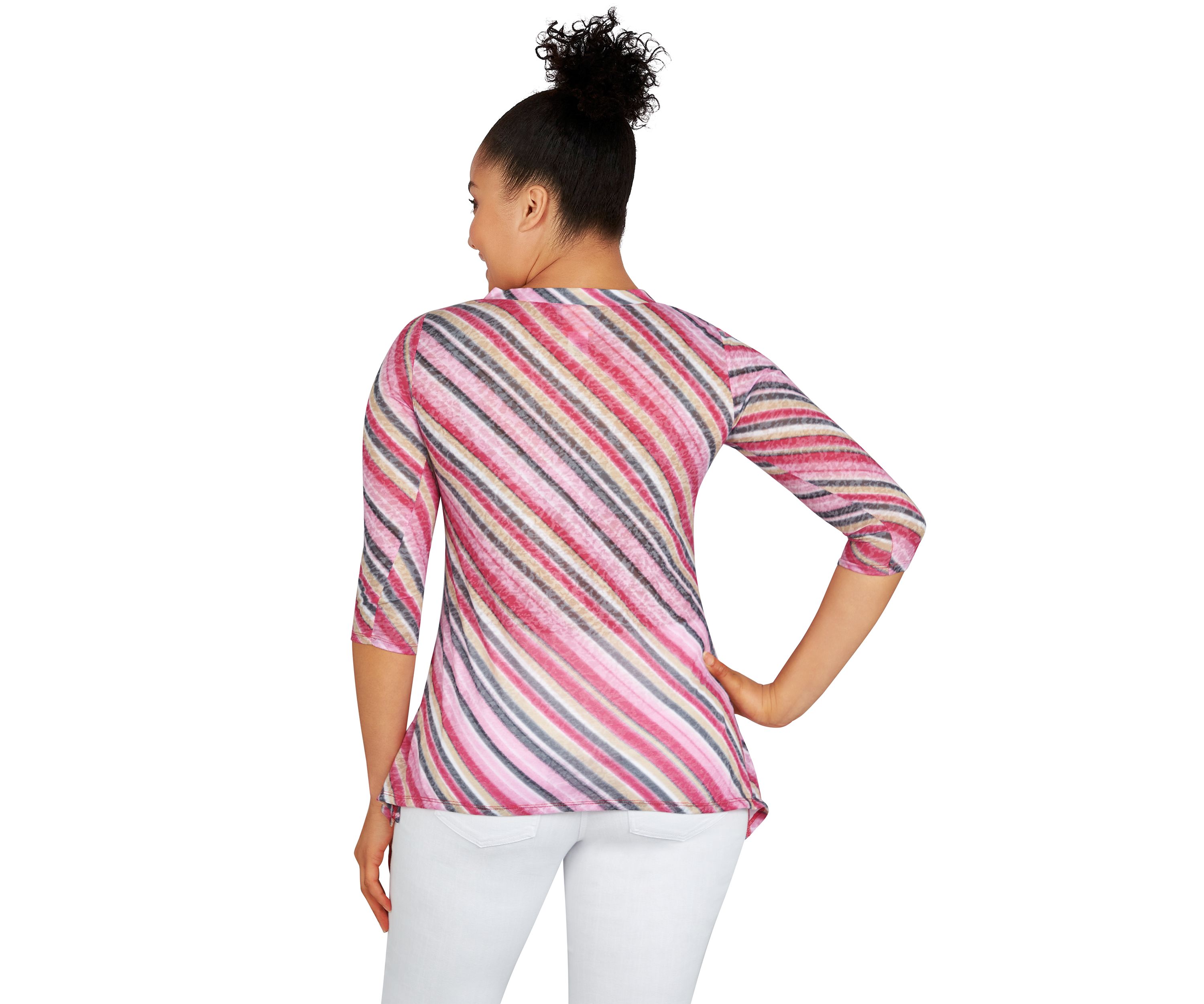 Must Haves II Diagonal Stripe V-Neck Top