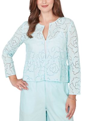 Ruby Rd Women's Floral Eyelet Peplum Jacket