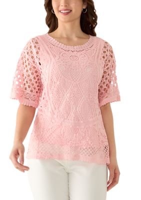 Ruby Rd Women's Petite Chemical Lace Pullover Sweater