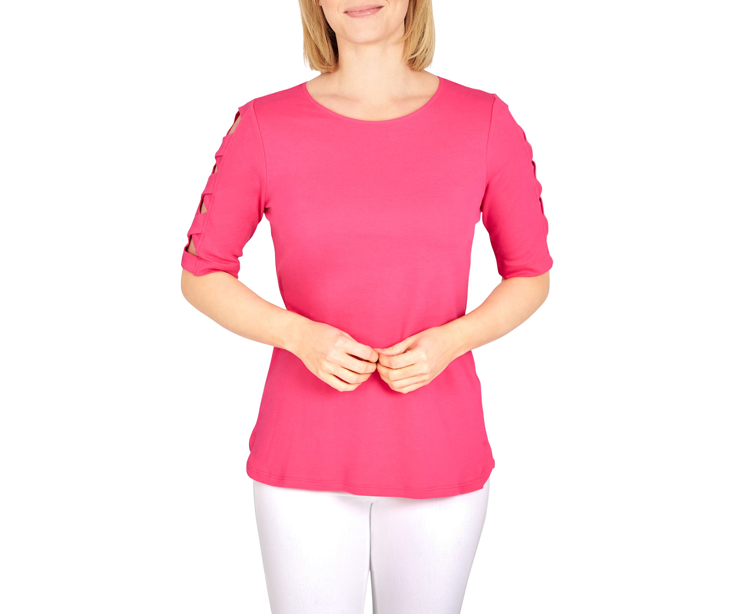 Petite Must Haves II Solid Ladder Sleeve Top