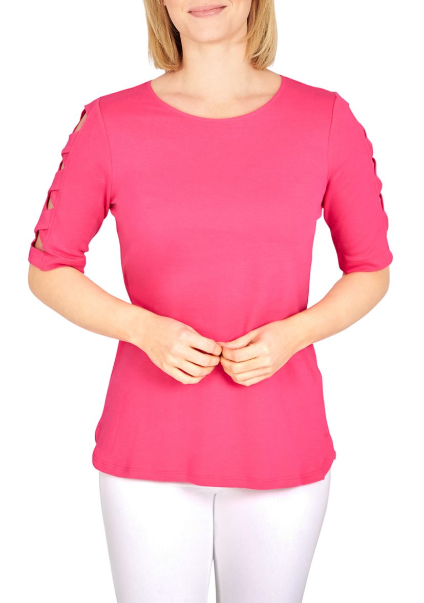 Petite Must Haves II Solid Ladder Sleeve Top