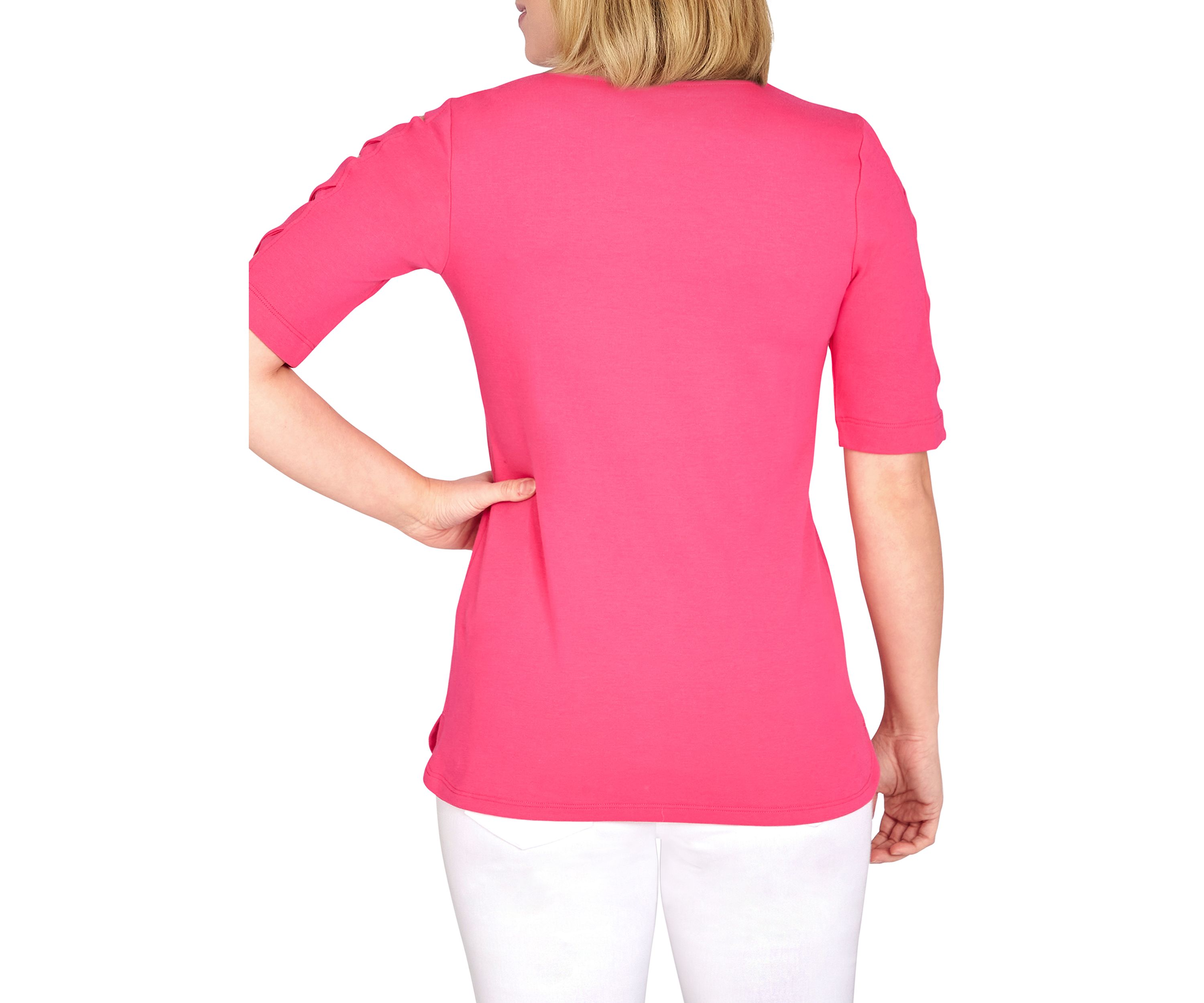 Petite Must Haves II Solid Ladder Sleeve Top