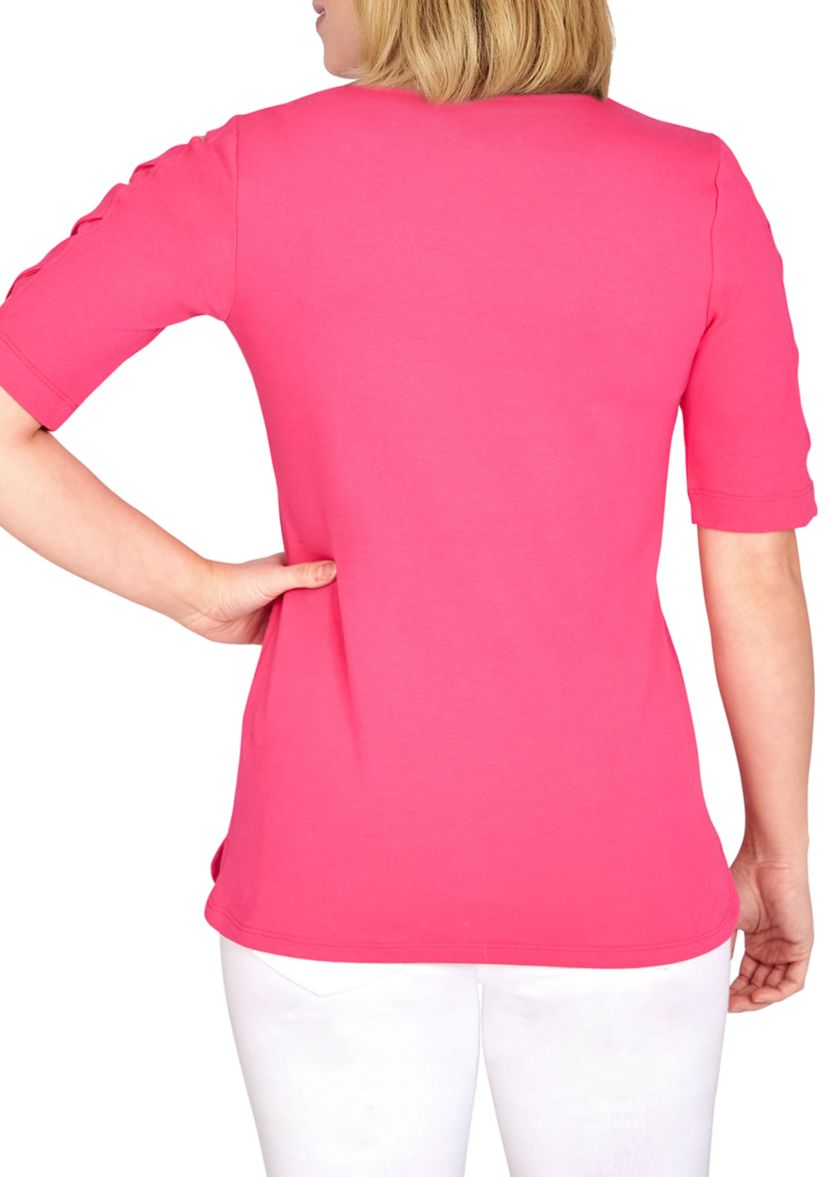 Petite Must Haves II Solid Ladder Sleeve Top
