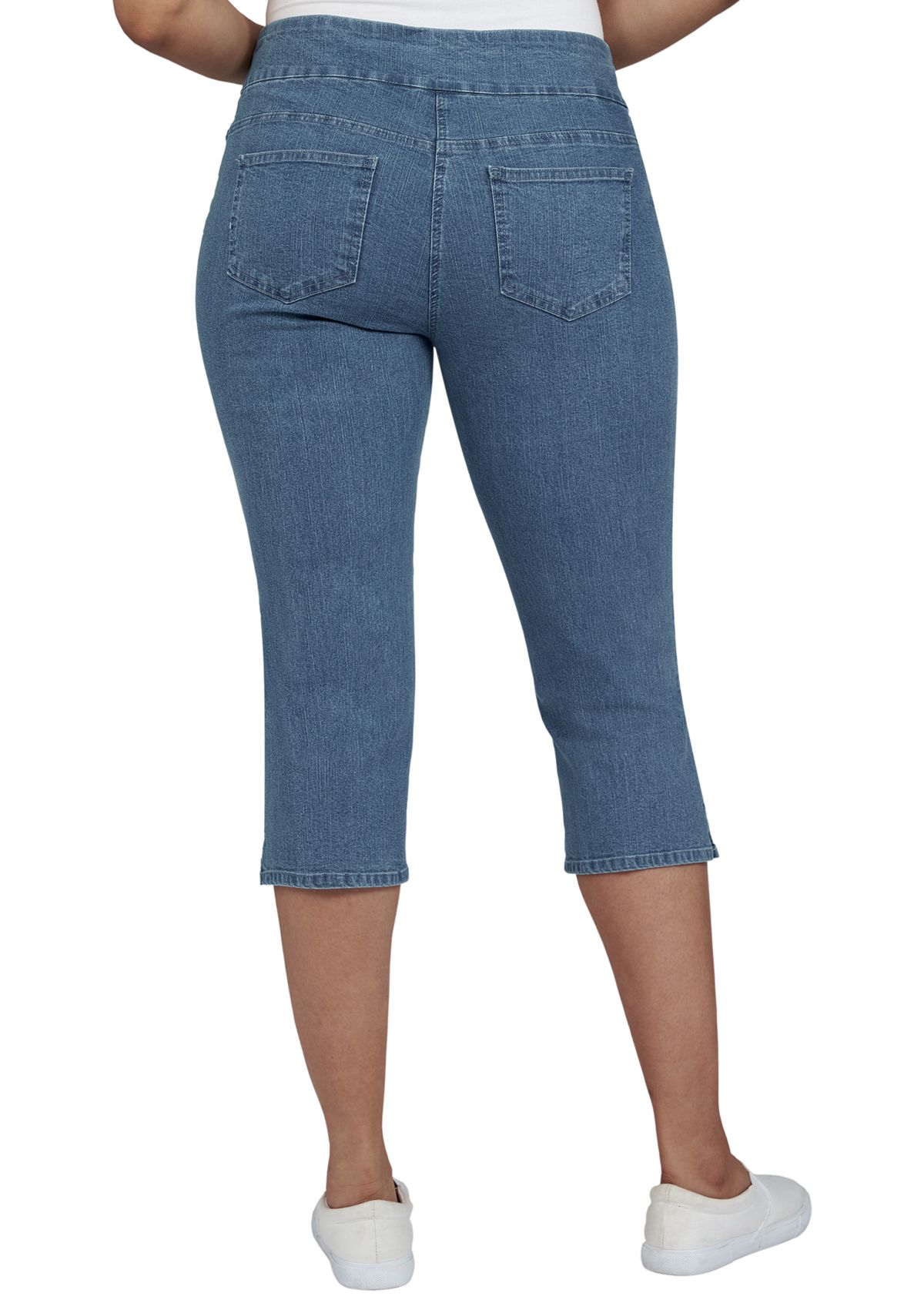 Petite Extra Stretch Denim Split Hem Capri Pants