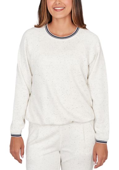 Women's Bubble Hem Fleck Knit Pullover Top