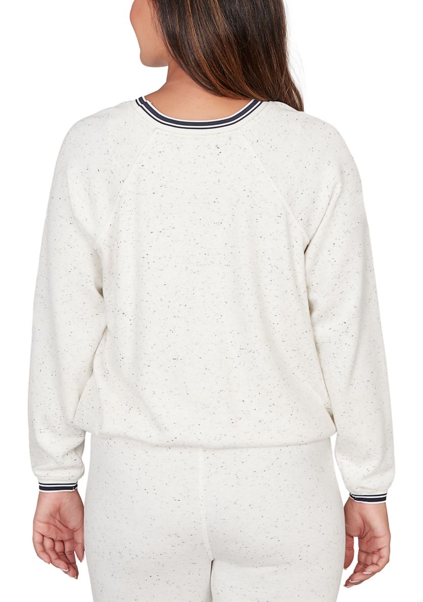 Womens Bubble Hem Fleck Knit Pullover Top