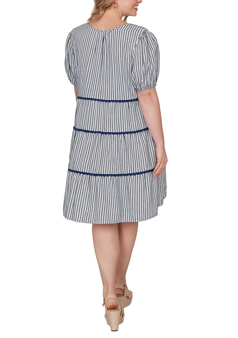 Ruby Rd Plus Size Textured Stripe Tiered Dress | Belk