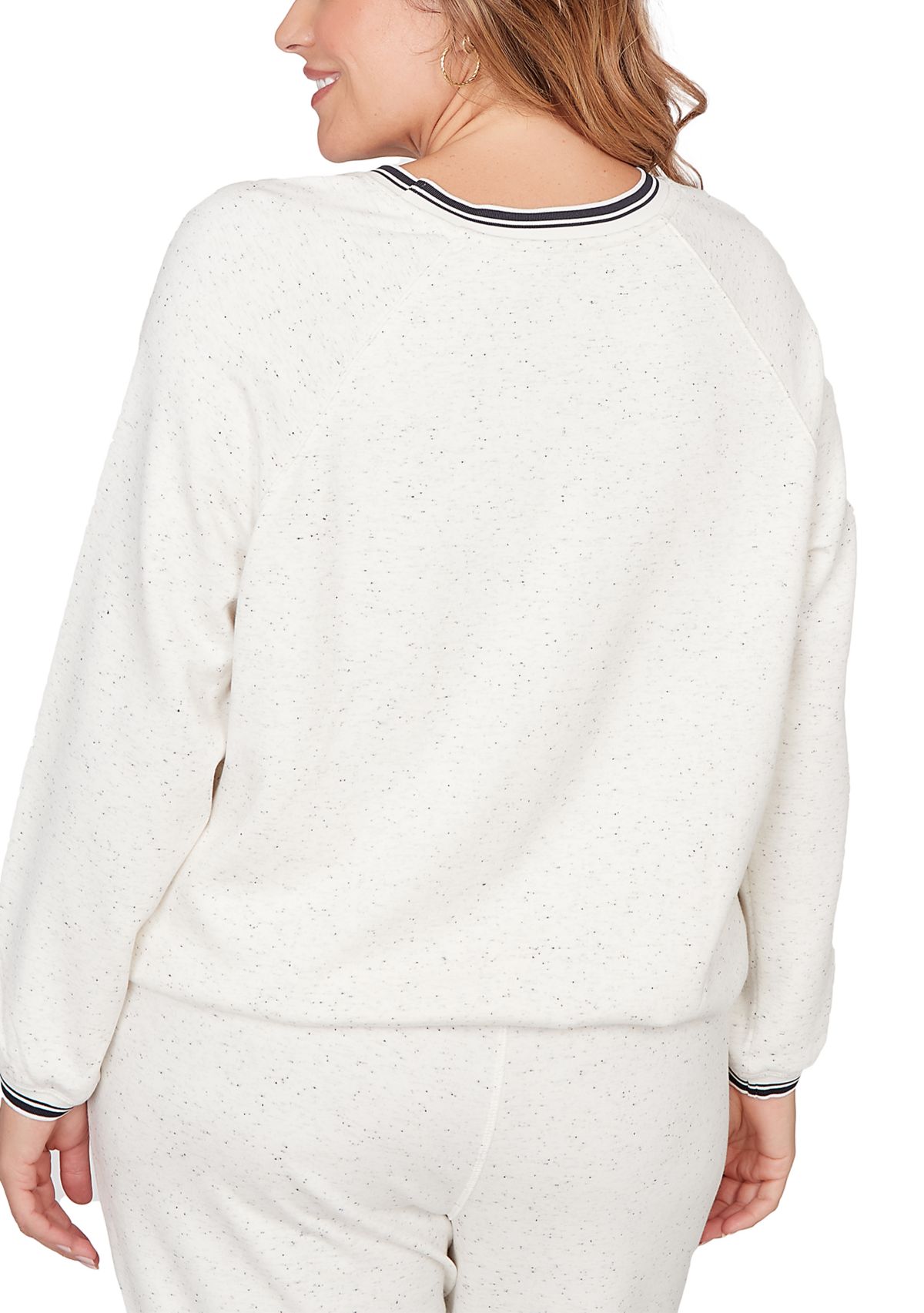 Plus Size Bubble Hem Fleck Knit Pullover Top