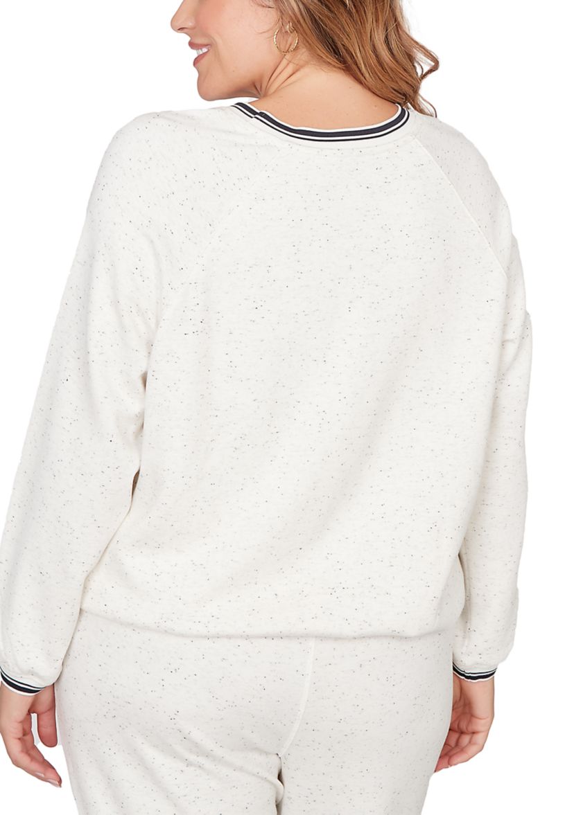 Plus Size Bubble Hem Fleck Knit Pullover Top